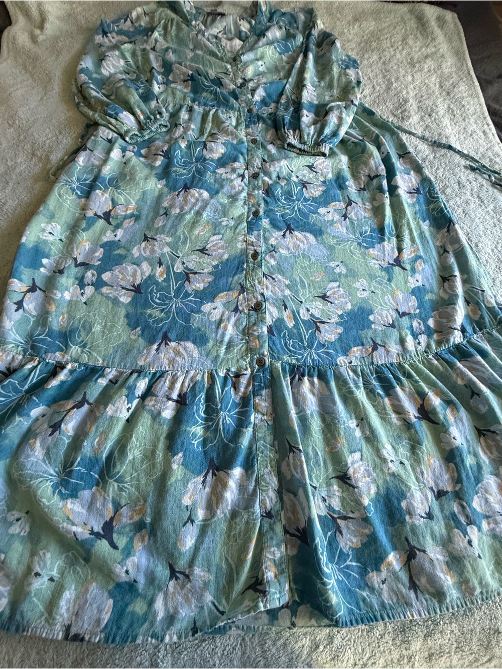 Style & Co.  Printed V-Neck Maxi Dress in Blue-Green Floral - Picture 8 of 11